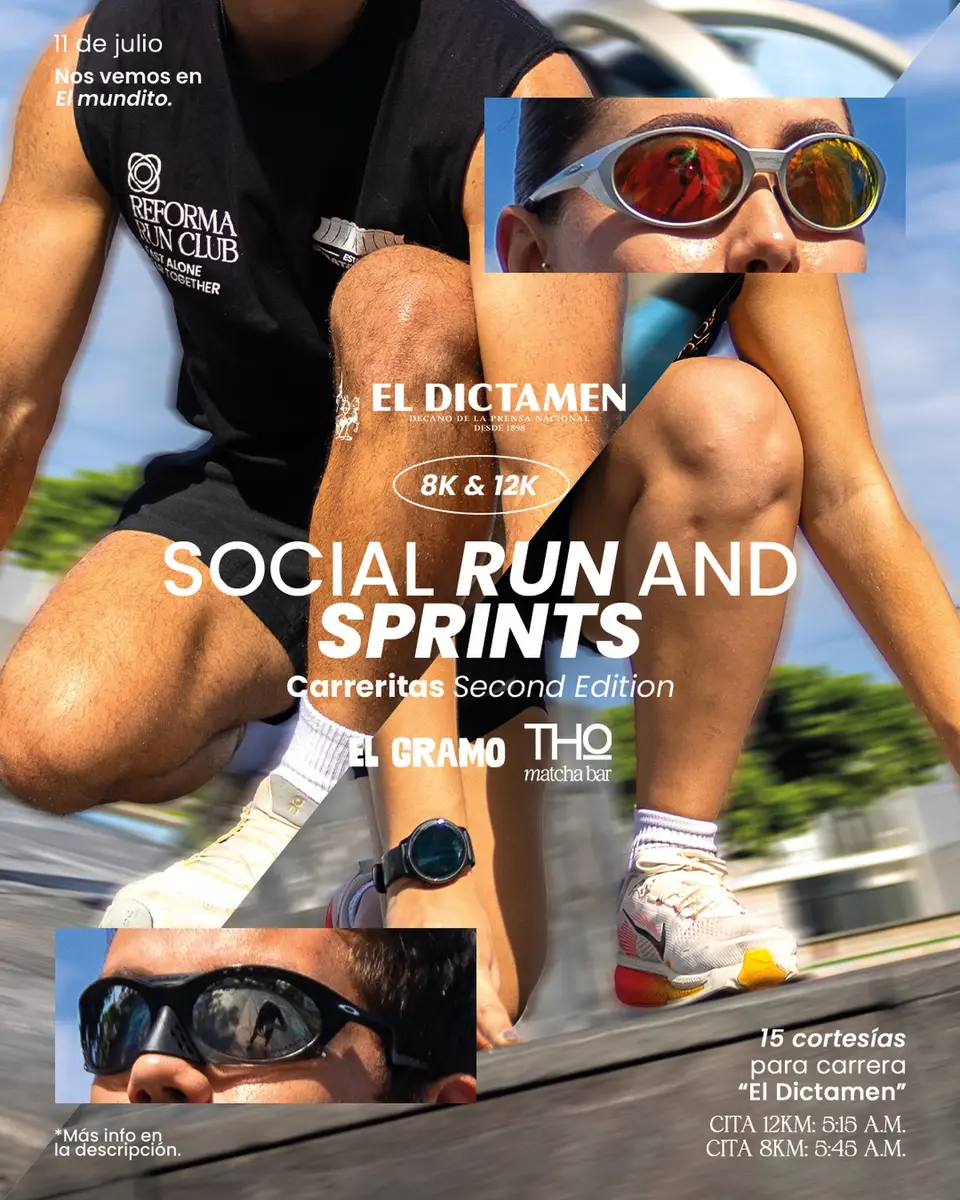 Cartel del evento «Social run & sprints Y si.. pt.2» con @eldictamen, @tho.matchabar, @elgramobrew, publicado el 10 de julio de 2026.