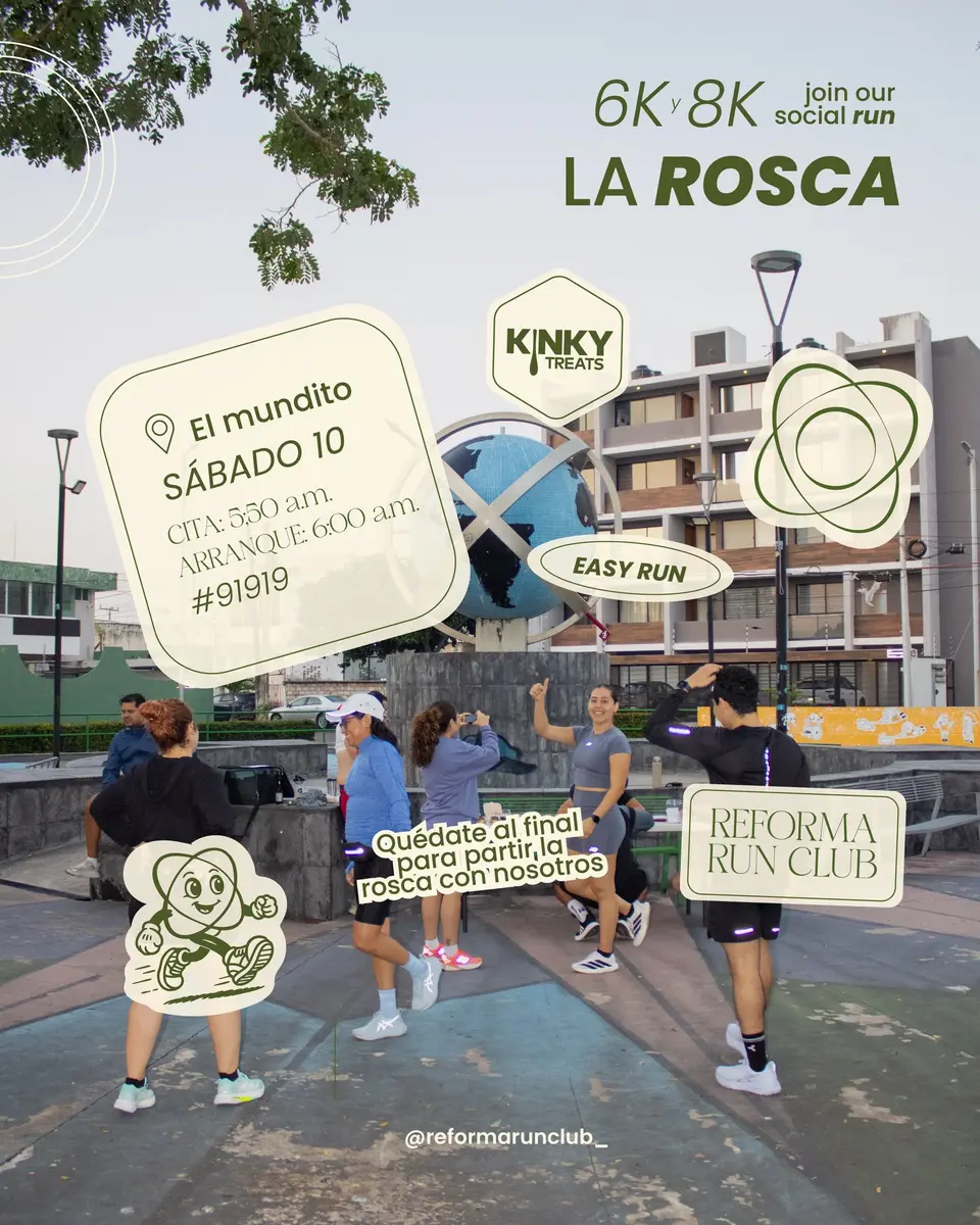 Cartel del evento «Social Run Edición: La Rosca» con @kinkytreats.mx, publicado el 7 de enero de 2026.